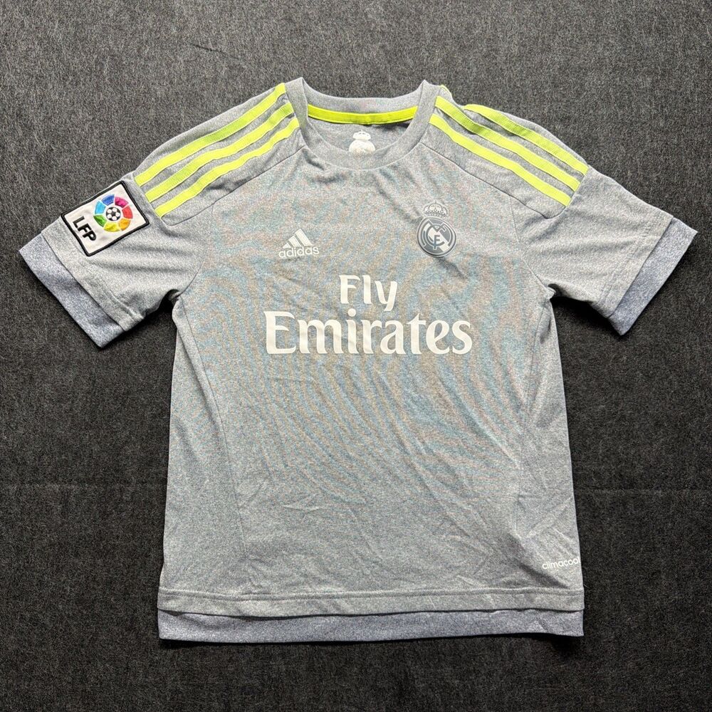 2015 Adidas Real Madrid Ronaldo #7 Jersey Youth M Gray LFP Fly Emirates